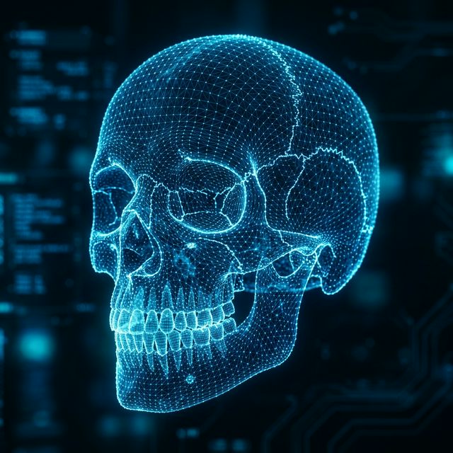 Human jaw wireframe 3D CAD anatomical model